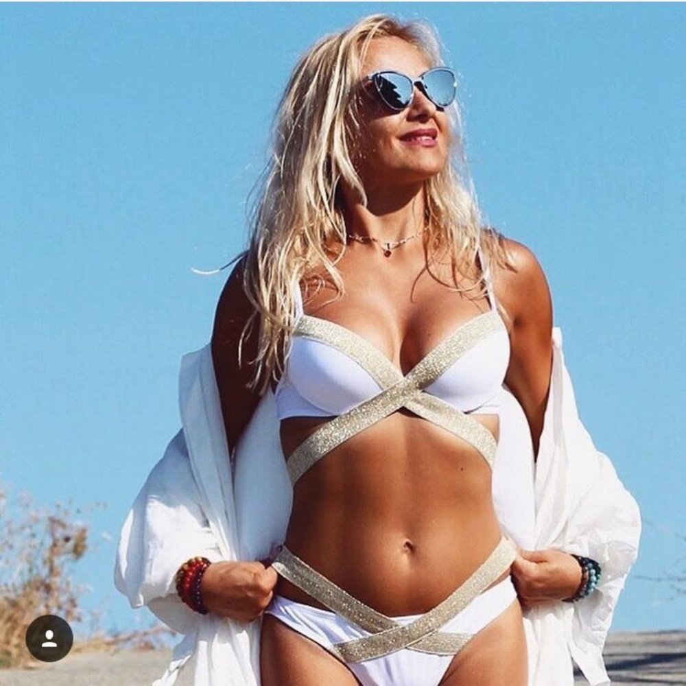 White Foil Crossover Detail Push up Bikini - Picture 3 of 6